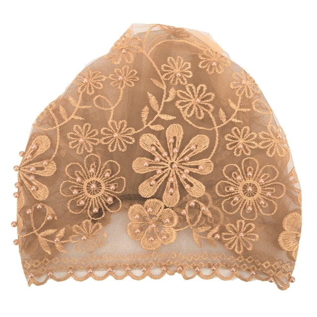 Turbante Moda Hermoso Único Retráctil Musulmán Bordado Rebordear Mujer Sombrero RegaloChampagne