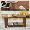 thumbnail image 3 of Modern minimalist walnut colored double layered rectangular coffee table, tea table. MDF material is more durable, Suitable for living room, bedroom, and study room. 19.6"*35.4"*16.5", 3 of 7