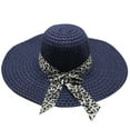 thumbnail image 2 of Lolmot Women Beach Hat Big Brim Straw Hat Sun Floppy Wide Brim Travel Hats Leopard Print Bowknot Summer Beach Cap Panama Hat Sun Protection Hat, 2 of 3