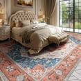 thumbnail image 2 of Reepow 8x10 Washable Vintage Boho Soft Non-Slip Low Pile Area Rug for Living Room Office Dining Room,Tangerine Blue, 2 of 10