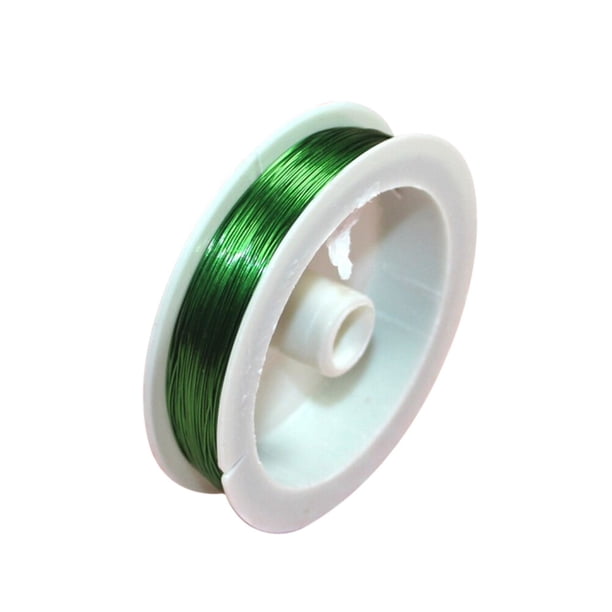 BRIGHTFUFU Ramo de flores para hacer tú mismo, alambre de hierro de colores, hilo para joyería, cuentas, alambre para manualidades, 0,5 mm de ancho, 40 m de largo (verde)