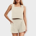 thumbnail image 2 of MKLEKYY Pantalones Cortos Deportivos Para Mujer Conjuntos De 2 Piezas Para Mujer Conjuntos A Juego Pantalones Cortos De Dos Piezas Tops Cortos Conjunto De Ropa De Moda, 2 of 5