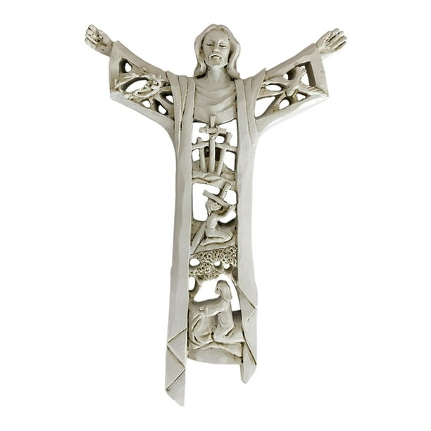 Decoración de cruz de Jesús, decoración religiosa para el hogar, adorno, escultura de pared de regalo, crucifijo colgante para pared de