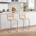thumbnail image 6 of ONEVOG 24.3''H Rattan Counter Height Bar Stools Set of 2, Natural Cane Mesh Bar Stools with Chrome Legs for Kitchen Island, Home Pub, Natural, 6 of 8