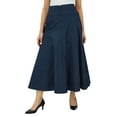 thumbnail image 5 of Bimba Women's Mid-Calf Cotton Skirt High Waist Flared A line Retro Boho Skirts, 5 of 9