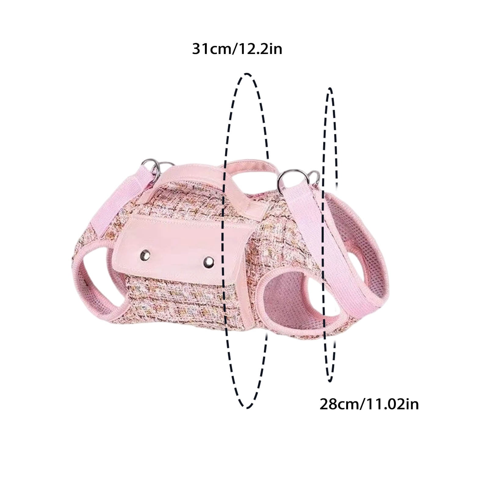 Dog Lift Harness Backpack for Small Dogs Cats, Adjustable Straps Dog Sling Carrier Full Body with Small Side Bag for Hiking, Travel, Outdoor,Pink