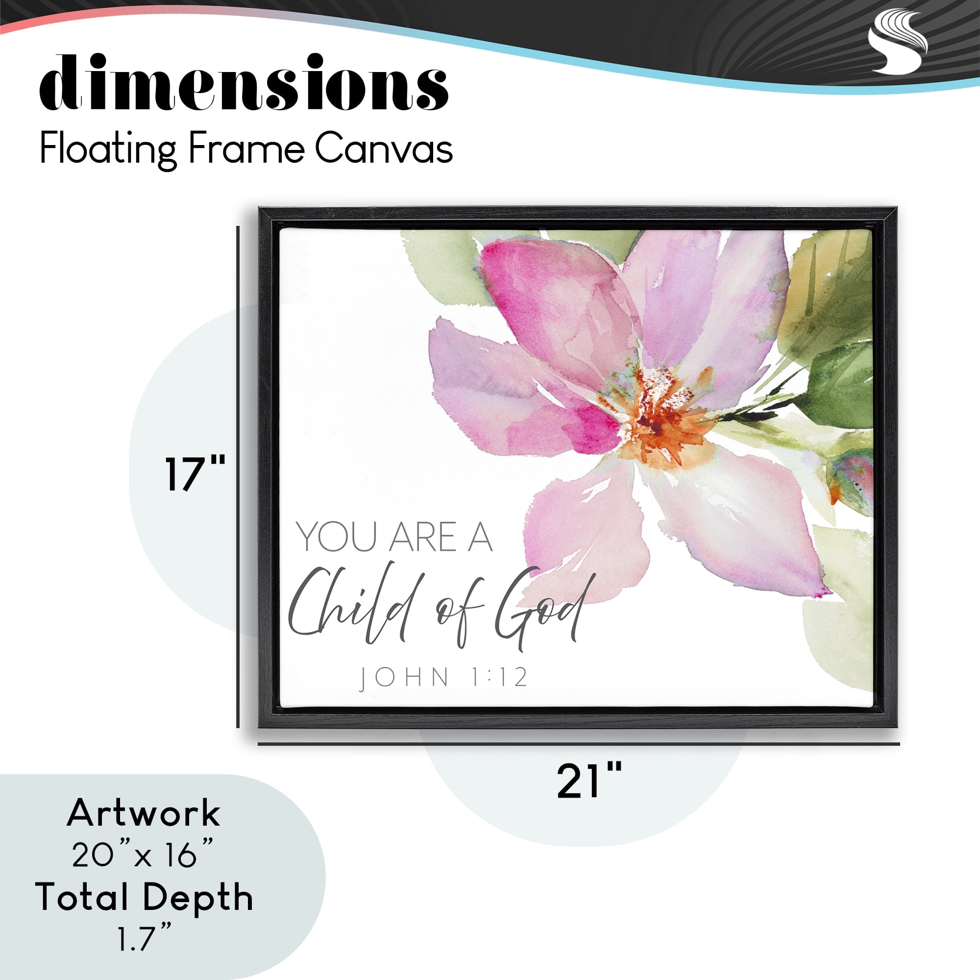Stupell Industries Child Of God Pink Flower Black Framed Floater Canvas Wall Art, design by Lanie Loreth