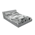 thumbnail image 2 of Ambesonne Landscape Fitted Sheet & Pillow Sham Set, New York Skyscraper, Full, Black White, 2 of 2