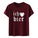 thumbnail image 1 of Gibobby Blusa Casual de Mujer Camiseta manga corta con estampado y corazón amor con cuello redondo color sólido para mujer(Vino,CH), 1 of 3