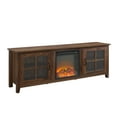 thumbnail image 3 of Walker Edison Farmhouse Fireplace TV Stand for TVs up to 80", Dark Walnut, 3 of 16