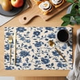 thumbnail image 2 of Navy Blue Floral Placemats Set of 8, Vintage Flower Watercolor Leaf Botanical Farmhouse Non-Slip Place Mats Washable Table Mats for Kitchen Dining Table Decorations Indoor/Outdoor, 2 of 9