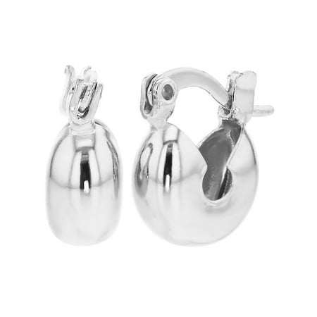 Silver Plated Little Snail Puffy Hoop Wide Girls Earrings for Women 0.31"