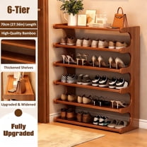 HQinX Bamboo Shoe Rack 6-Tier, 18-24 Pairs Upgraded Widened (9.06") Utility Shoe Storage Organizer for Entryway