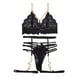 thumbnail image 5 of Gibobby Ropa interior mujer sexy Lencería de dos piezas para mujer, sexy con encaje floral, escote en V profundo, brasier inalámbrico y tanga exótico(Negro, CH), 5 of 5