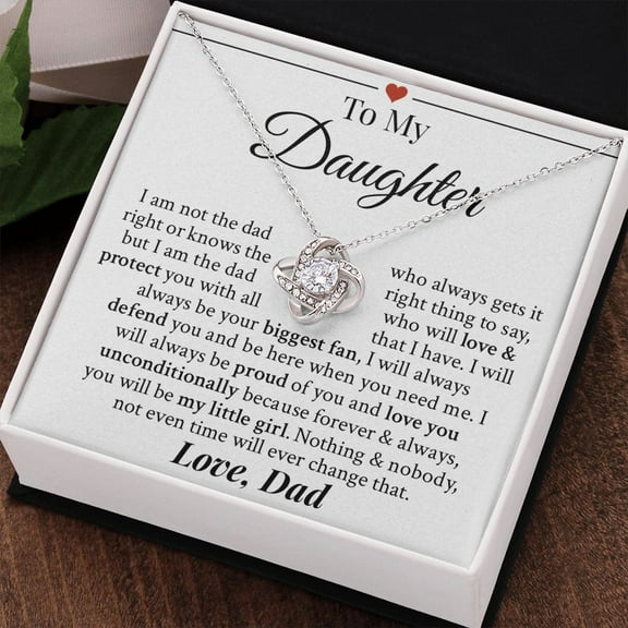 To My Daughter, I Will Always Defend You, Forever Love Necklace, Daughter From Dad, White Love Knot Necklace