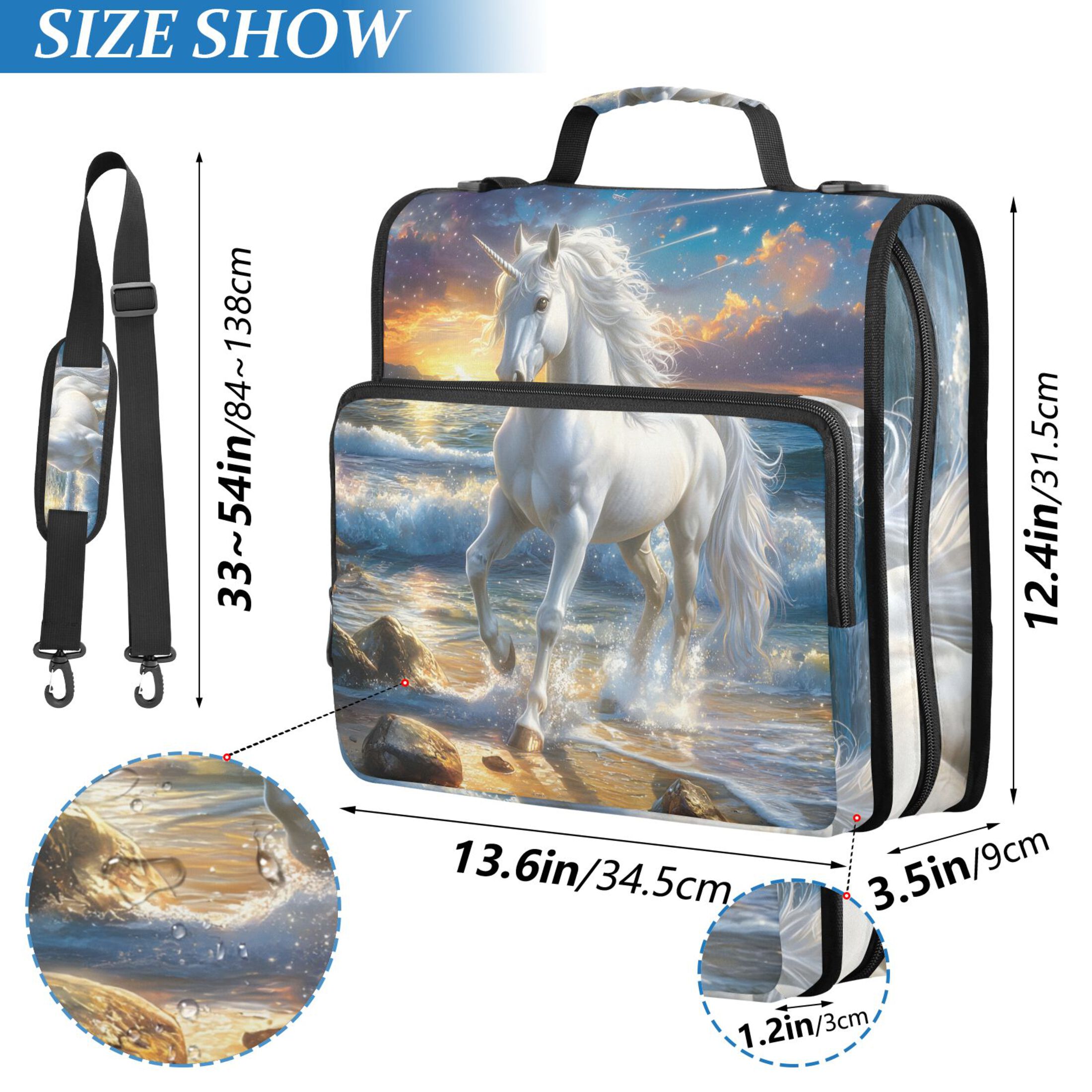 ALAZA Zipper Binder Bag Horse on Beach 3 Ring File Folder Binder Organizer Bag