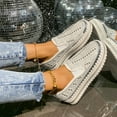 thumbnail image 5 of White Ladies Slip On Loafers Round Toe Rhinestone For Comfortable Walking, 5 of 9