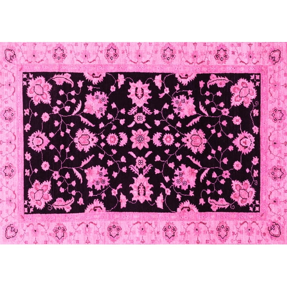 Ahgly Company Indoor Rectangle Oriental Pink Traditional Area Rugs, 4' x 6'