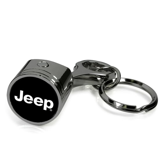iPick Image for Jeep Black-Chrome Finish Engine Piston and Rod Metal Key Chain, Official Licensed