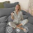thumbnail image 2 of MorroMorn Muslin Duvet Cover Queen Size, 100% Breathable Cotton Comforter Cover Sets, Ultra Soft 2-Layer Gauze Duvet Cover Set 3 PCS with 2 Pillowcases, Lightweight Linen Like, 90"x90", Dark Grey, 2 of 8