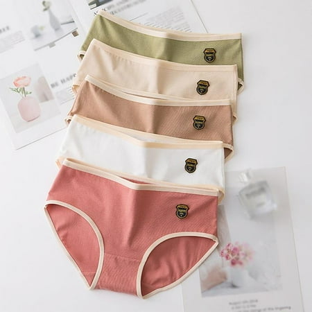 

Women cotton Smoothing Comfort Seamless Brief Panty Girls Sweet Design Mid-Waist Underpants
