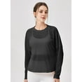 thumbnail image 2 of Womens Sheer Long Sleeve Mesh Top Crewneck Long Sleeve Loose See Through Workout Shirt Blouse, 2 of 7