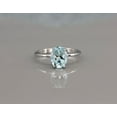 thumbnail image 3 of 925 Sterling Silver Ring Oval Cut Natural Aquamarine Ring Solitaire Anniversary Gift Ring For Women, 3 of 6