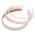 thumbnail image 1 of Juego de diademas de moda de 3 piezas, diademas de diferentes diseños, diademas plisadas, diademas de color sólido, accesorios para el cabello de perlas de imitación para fiesta de mujer rosa, 1 of 7