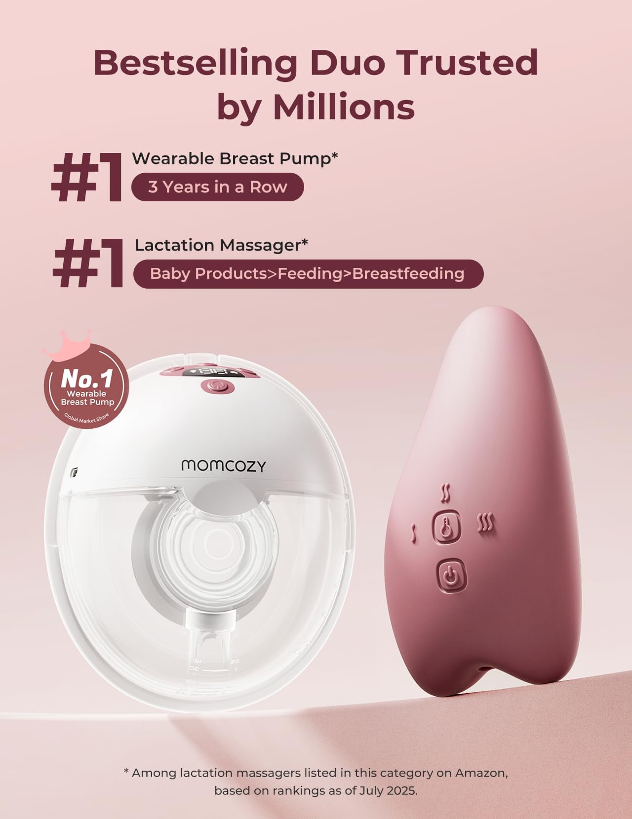 Momcozy M5 Breast Pump & A1 Lactation Massager Combo -Wearable Breast Pump with Double-Sealed Flange (3 Modes/9 Levels) + 2-in-1 Lactation Massager (Heat & Vibration) for Clogged Ducts & Milk Flow