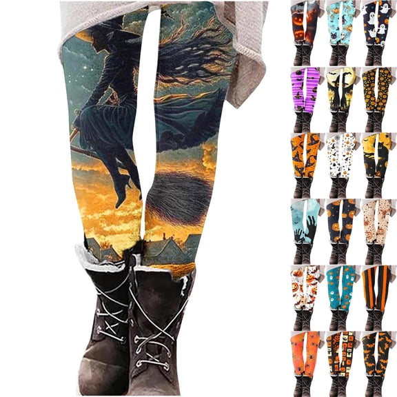 Teyfeniy Halloween Leggings for Women Elasti High Waist Fahion Print Tight Yoga Yoga Pants Holiday Costume