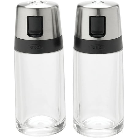 Oxo 1234780CL Salt and Pepper Shaker Set, Clear, Stainless Steel