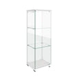 thumbnail image 6 of Glass Display Cabinet with LED Lights, 1-Door 3-Shelf, White - Living Room & Bedroom Showcase - Tempered Glass, Quick Assembly, 6 of 8