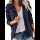 thumbnail image 2 of Chaqueta Utilitaria de Otoño para Mujer: Cuello Alto, Color Liso, Corte Holgado, de Cremallera y Múltiples Bolsillos Azul Oscuro M, 2 of 8
