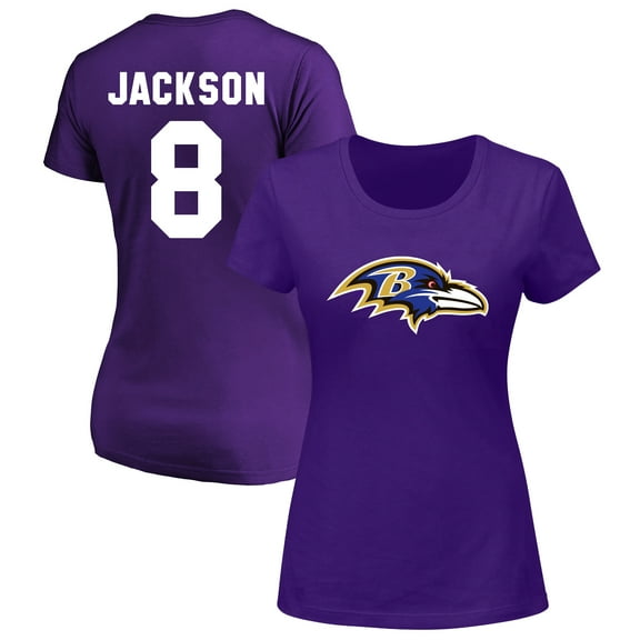 Women's Fanatics Lamar Jackson Purple Baltimore Ravens Plus Size Name & Number V-Neck T-Shirt