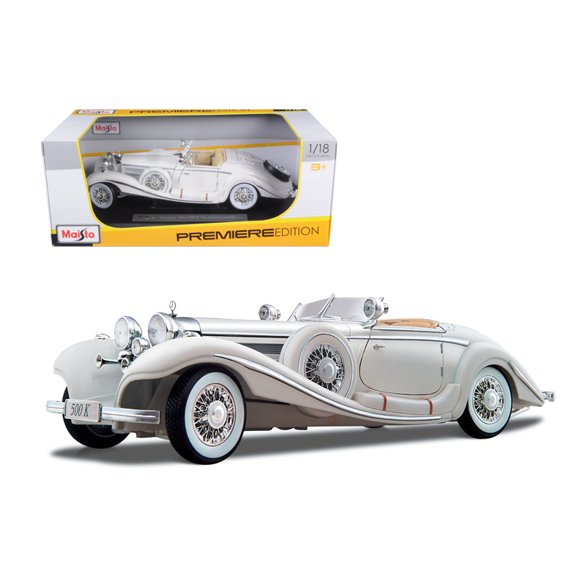 Maisto 1936 Mercedes 500K Special Roadster White 1/18 Diecast Model Car by Maisto