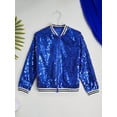 thumbnail image 6 of Rswnyirn Kids Girls Sequin Bomber Jacket Sparkle Long Sleeve Zipper Party Jacket Outwear Coat Royal Blue 8, 6 of 8