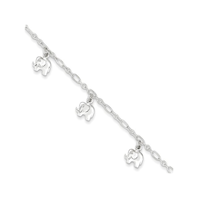 925 Sterling Silver Polished Elephant Bracelet