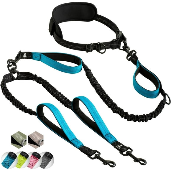 SparklyPets Hands Free Double Dog Leash – Dual Lead for Medium and Large Breeds – Leash for 2 Dogs with Padded Handles, Reflecti