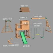 Backyard Discovery Montpelier Cedar Wood Swing Set, Slide, Clubhouse, Monkey Bars