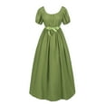 thumbnail image 2 of LYHaoo Plus Size Big Girls Regency Dresses Ruffled Classical Puff Sleeve Empire Waist Dress Belt Gown,Girls Floral Dresses Sizes 17-18 Years Green, 2 of 5