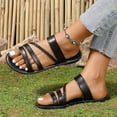 thumbnail image 5 of Womens Sandals Comfortable Strappy Lightweight Flat Sides Sandal Dressy Summer Fashion Cozy Shoes for Vacation Black Women Sandal, 5 of 6