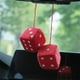 thumbnail image 5 of 2 dados de peluche retro con puntos para coche, decoración para el hogar y la oficina. Rojo, 5 of 6