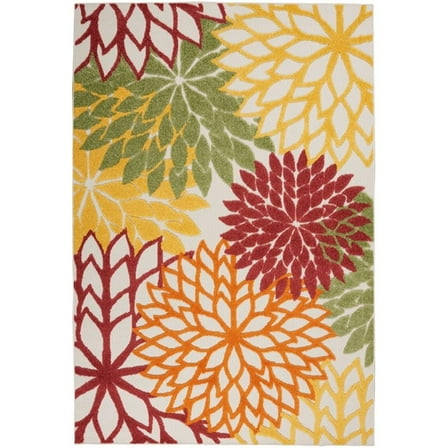 Pemberly Row 42" x 66" Fabric Indoor/Outdoor Rug in Red Multi-Color
