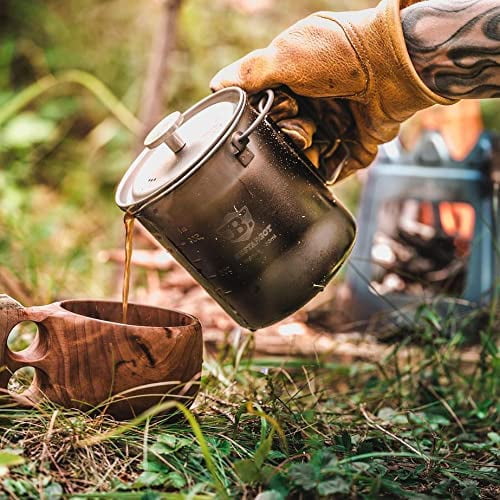 Exploration Gadget Titanium Camping Coffee Maker Use As French Press, Coffee Pot, Titanium Cup, Tea Pot, Camping Cookware