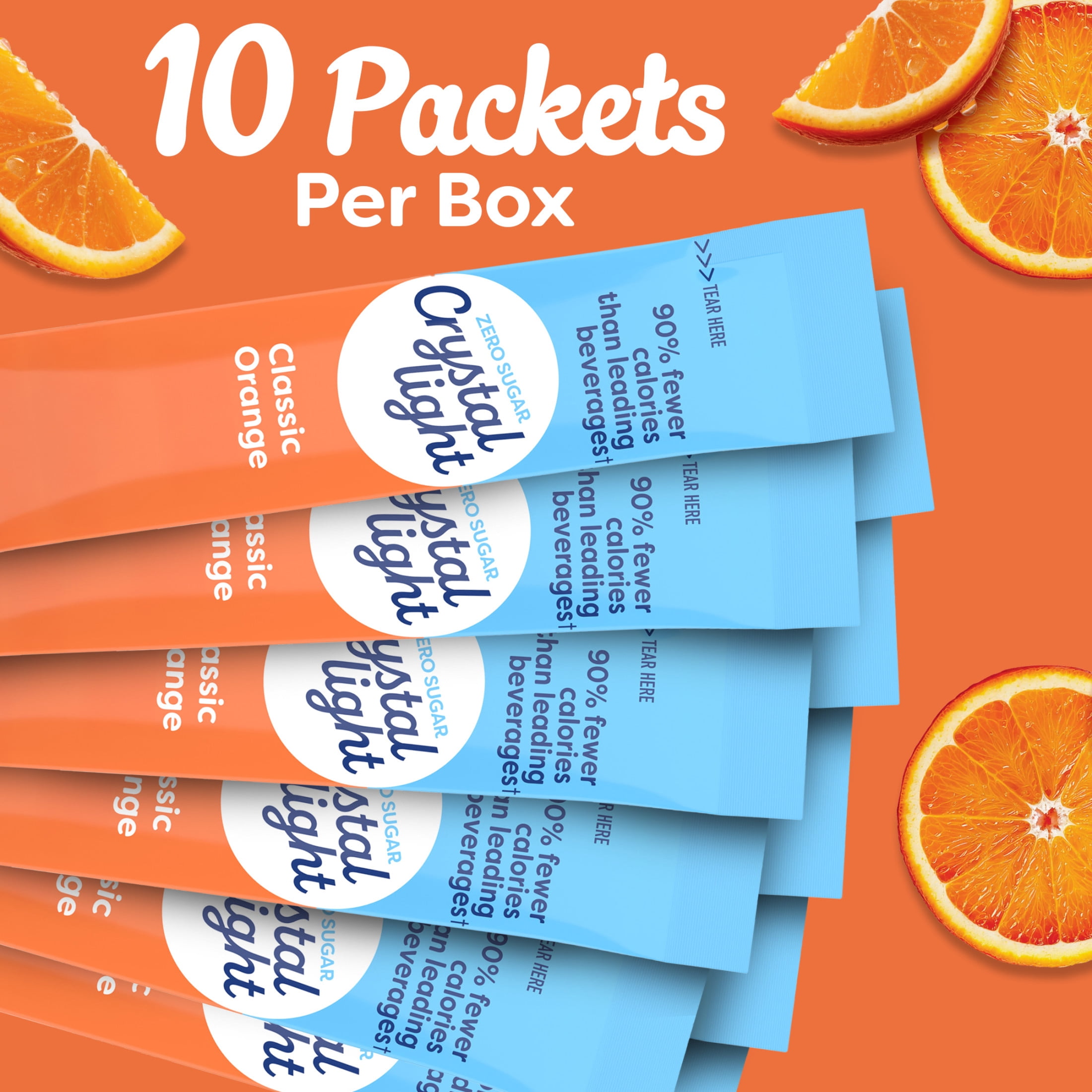 (3 pack) Crystal Light Drink Mix, 10 Packets, for Convenient On-the-Go Flavorful Hydration, Classic Orange Natural Flavor, Zero Sugar, 1.3 oz