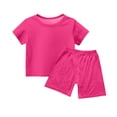 thumbnail image 4 of LNZGNM 2 Piece Summer Outfits with Pockets Oversized Cap Sleeve Top Shorts Set Elastic Waist Solid Color Clothing Sets for Sports, Hot Pink, 4 of 5