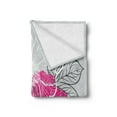 thumbnail image 2 of Grey Soft Flannel Fleece Throw Blanket, Abstract Blossoming Peonies Romantic Spring Bridal Bouquet Feminine Corsage, Cozy Plush for Indoor and Outdoor Use, 50" x 60", Grey Magenta White, by Ambesonne, 2 of 5