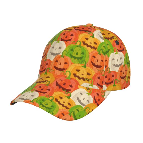 Honeii Cartoon Pumpkins Print Hat, Women's Baseball Hat Unisex Fit, Baseball Cap,Adjustable One Size