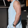 thumbnail image 3 of Leesechin Men's Linen Sleeveless Shirts Button Down Beach Tank Top Basic Solid Shirt Vest with Pocket, 3 of 4