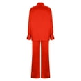 thumbnail image 6 of safuny Women's Two Piece Set Comfy Casual Plus Size Suit for Girlfriend Wife Daughter Lapel Dressy Long Sleeve Solid Color Red XL, 6 of 8